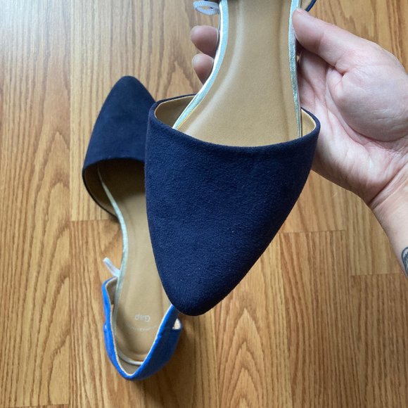 Brand New Women's GAP Two Toned Blue Suede D'orsay Flats Size 8 - Picture 3 of 9